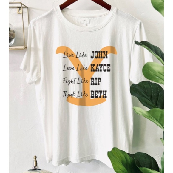 Yellowstone Dutton John Kayce Rip Beth White Graphic Tee T-Shirt Casual Women's - Picture 1 of 1